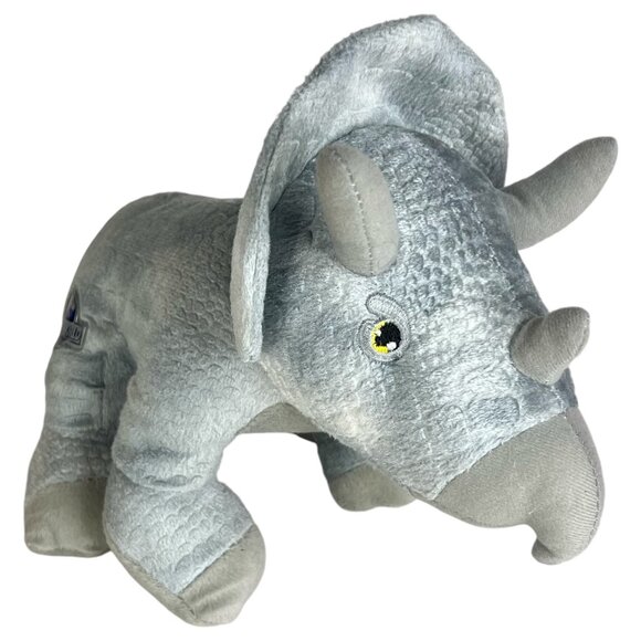 Jurassic World Triceratops Dinosaur Plush Gray Toy Factory 13" Stuffed Animal - Picture 1 of 10